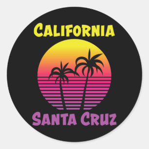 Sticker Rond père Noël Cruz California Retro Vintage Sunset C