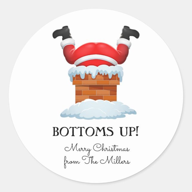 Sticker Rond Père Noël cul-sec Boisson de fêtes  (Devant)