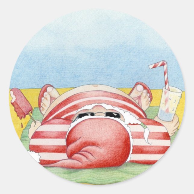 Sticker Rond Père Noël dans l'autocollant de sable (Devant)