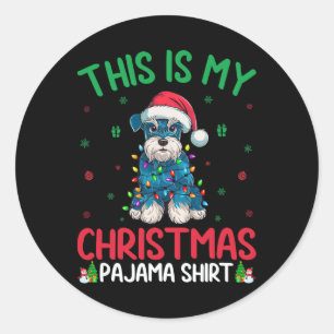 Sticker Rond Père Noël d'arbre de Noël laid Schnauzer miniature