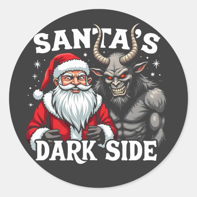 Sticker Rond Père Noël Dark Side Christmas Evil Krampus (Devant)