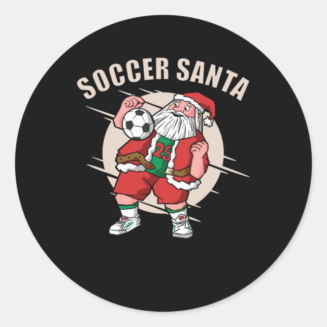 Sticker Rond Père Noël de football (Devant)