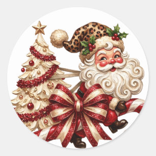 Sticker Rond Père Noël de Noël