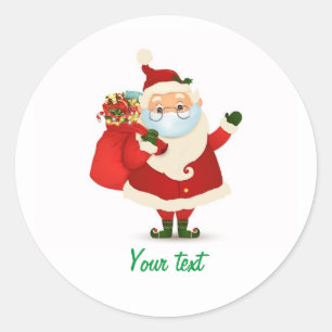 Sticker Rond Père Noël de Noël personnalisable portant des lune