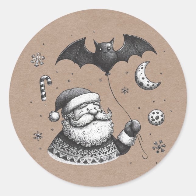 Sticker Rond Père Noël des griffes (Devant)