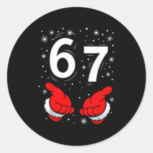 Sticker Rond Père Noël drôle 6 7 Mème Six Sept Noël 67 Italia