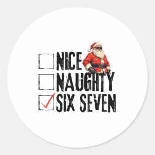 Sticker Rond Père Noël drôle Gentil Méchant Six Sept Mème 67 No