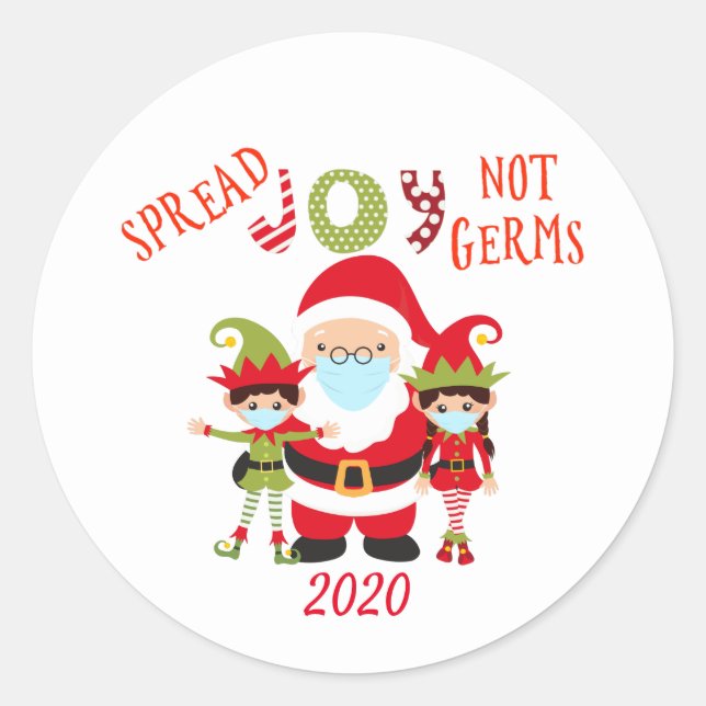Sticker Rond Père Noël Elfe drôle : répandez la joie, pas les m (Devant)