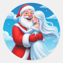 Père Noël embrassant une Reine des Neiges