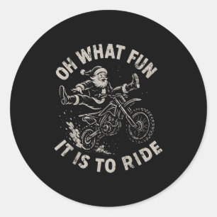 Sticker Rond Père Noël en moto cross Noël Né pour glisser
