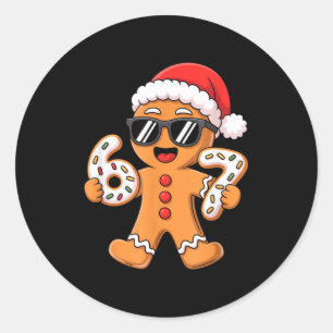 Sticker Rond Père Noël en pain d'épices avec des lunettes de so
