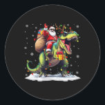 Sticker Rond Père Noël équitation Dinosaur T Rex Christmas Boys<br><div class="desc">Santa Riding Dinosaur T Rex Christmas Boys Men Xmas</div>