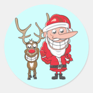Sticker Rond Père Noël et Reindeer