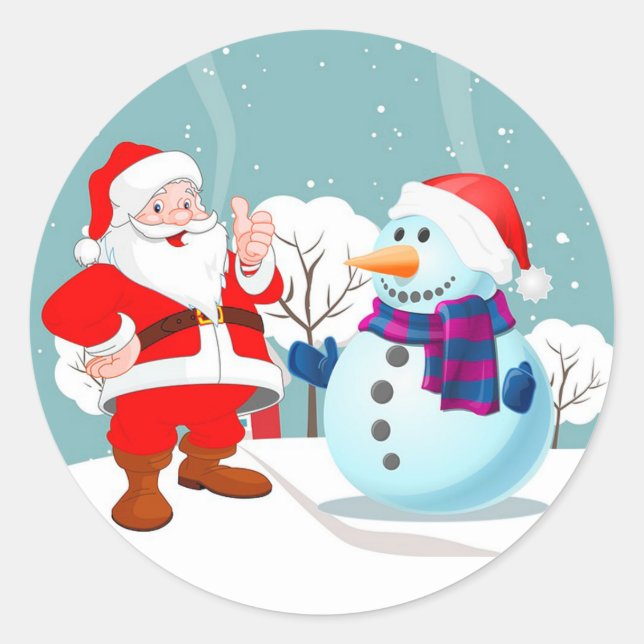 Sticker Rond Père Noël et Snowman (Devant)