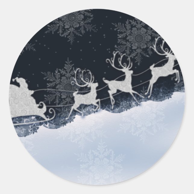Sticker Rond Père Noël et son renne (Devant)