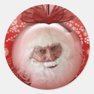 Sticker Rond Père Noël Face Modèle photo Fête Personnalisée
