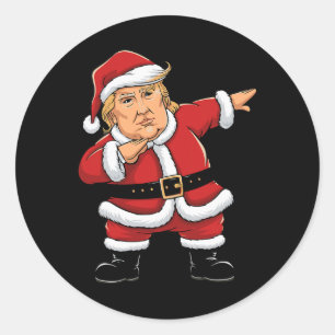 Sticker Rond Père Noël faisant dab Trump Lumières de Noël Fille