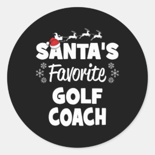 Sticker Rond Père Noël Favori Golf Coach Fun Christmas Matching