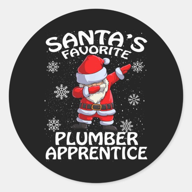 Sticker Rond Père Noël Favori Plumber Apprentice Noël (Devant)