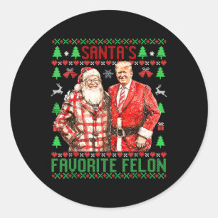 Sticker Rond Père Noël Favorite-felon Funny 2024 Trump Noël