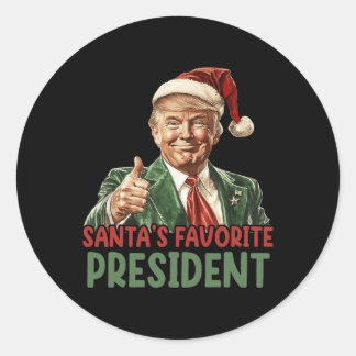 Sticker Rond Père Noël Favorite Président Trump Noël 2024