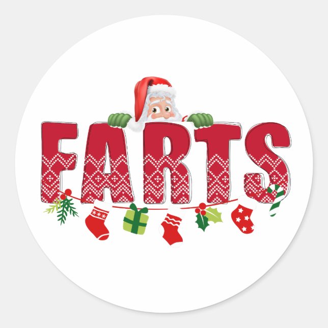 Sticker Rond Père Noël Festive Farts (Devant)