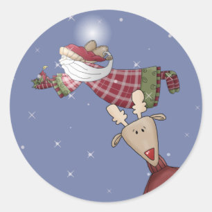 Sticker Rond Père Noël Flies