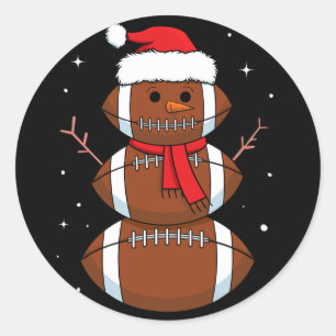 Sticker Rond Père Noël Football Snowman Sports Ball Hommes garç