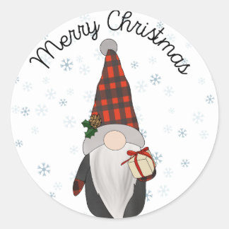 Sticker Rond père Noël Gnome 1