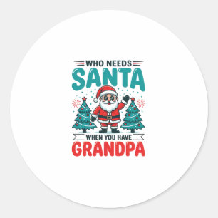 Sticker Rond Père Noël Grand-père Famille