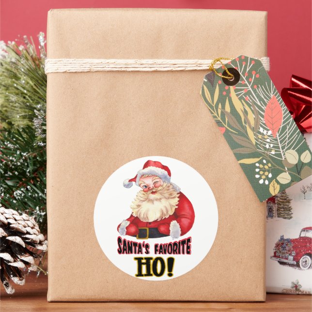 Sticker Rond Père Noël - Ho favori (vacances)