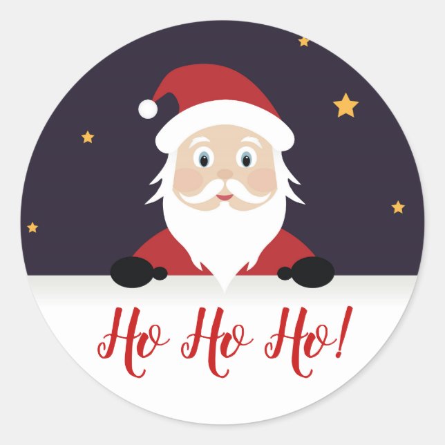 Sticker Rond Père Noël Ho qui sur le toit noël (Devant)