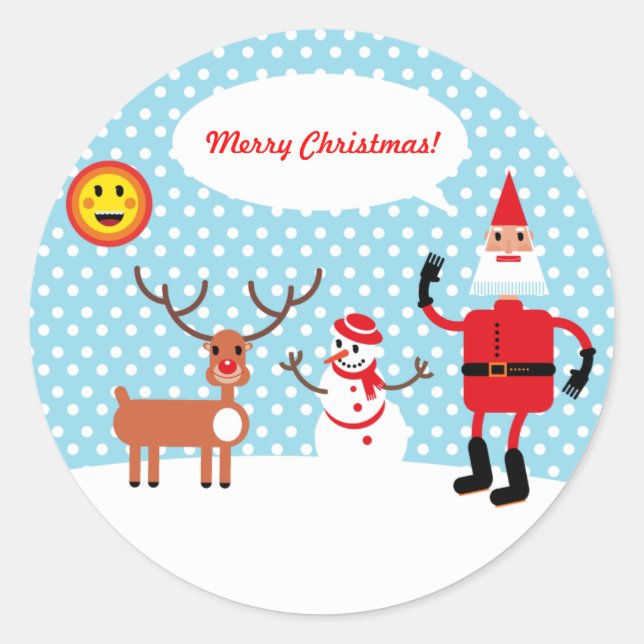 Sticker Rond Père Noël, il fait froid dehors ! (Devant)