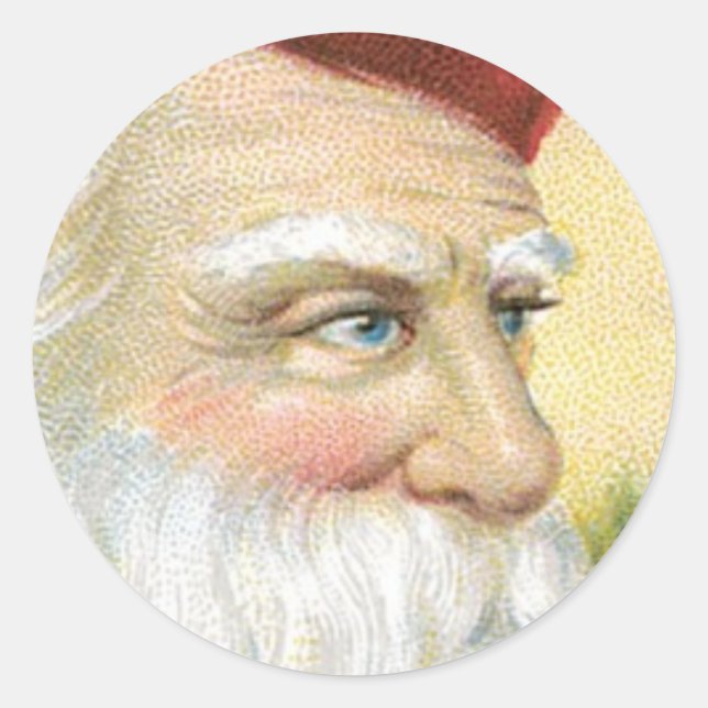 Sticker Rond Père Noël, "Il te cherche !" (Devant)
