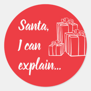 Sticker Rond Père Noël, Je Peux Expliquer... Script