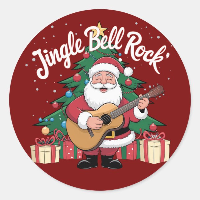 Sticker Rond Père Noël Jingle Bell Rock (Devant)