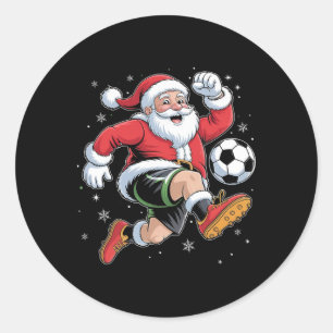 Sticker Rond Père Noël jouant au football de Noël garçons homme