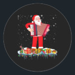 Sticker Rond Père Noël Jouer Accordion Christmas Accordion Inst<br><div class="desc">accordéon,  accordéoniste,  musical,  groupe,  concertina,  accordéon,  musique,  musicien,  instrument,  accordéon,  piano</div>