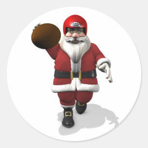 Sticker Rond Père Noël joueur de football américain