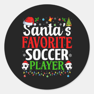 Sticker Rond Père Noël Joueur de football favori Xmas Funny Noë