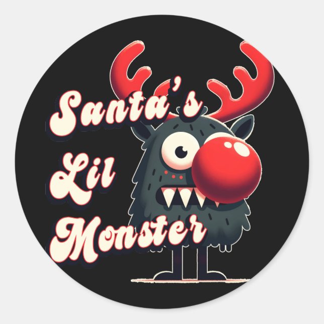 Sticker Rond Père Noël Little Monster (Devant)