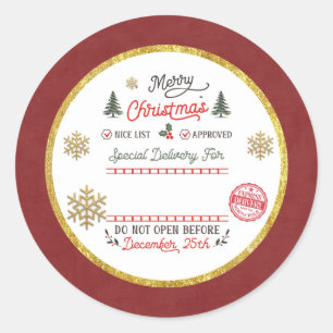 Sticker Rond Père Noël livré spécialement par le pôle Nord pers