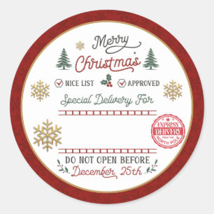 Sticker Rond Père Noël livré spécialement par le pôle Nord pers