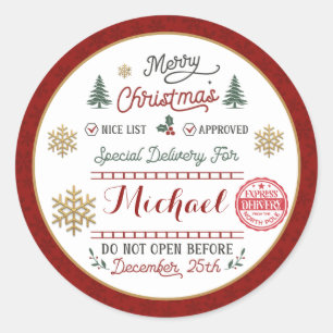 Sticker Rond Père Noël livré spécialement par le pôle Nord pers