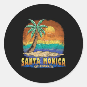 Sticker Rond Père Noël Monica California Vintage Souveni désorg