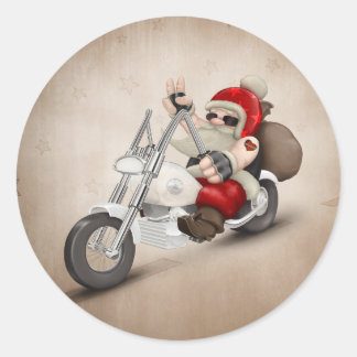 Sticker Rond Père Noël motorisé