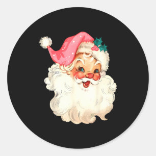 Sticker Rond Père Noël Nk visage de Noël vieux Noël vintage Nk