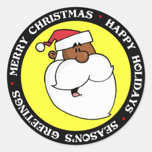 Sticker Rond Père Noël noir