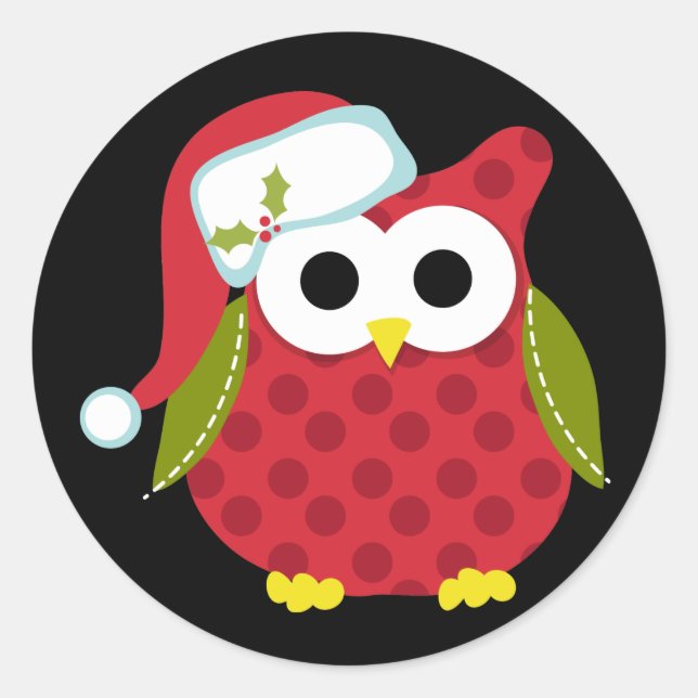 Sticker Rond Père Noël Owl (Devant)