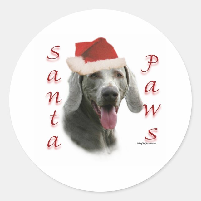 Sticker Rond Père Noël Paws de Weimaraner (Devant)